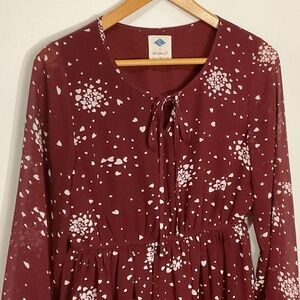 Burgundy/Red Wild Blue Sadie Robertson Long Sleve Heart Dress Size M
